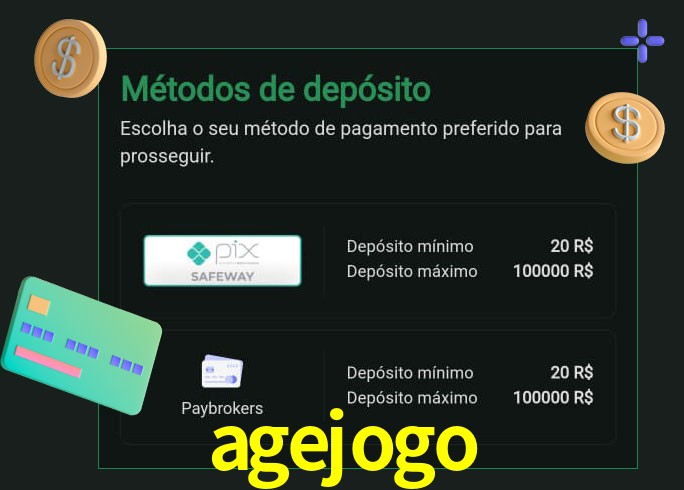 O cassino agejogo oferece uma grande variedade de métodos de pagamento